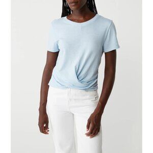 Michael Stars Hollis Criss Cross Vintage Jersey Tee Fountain Blue Size L NWT